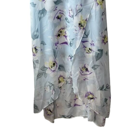 Shein Blue Floral Contrast Lace Floral Print Tulip Hem Cami Dress Sz Medium NEW - Picture 6 of 12